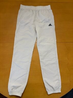 Adidas Kids White Nylon Track Pants - Lightweight Athletic Bottoms